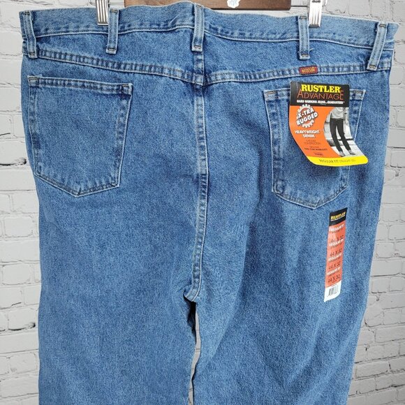 NWT Rustler By Wrangler Blue Heavyweight Denim Straight Leg Jeans Size (44x32) - Picture 9 of 13
